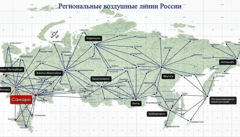 Карта воздушных линий