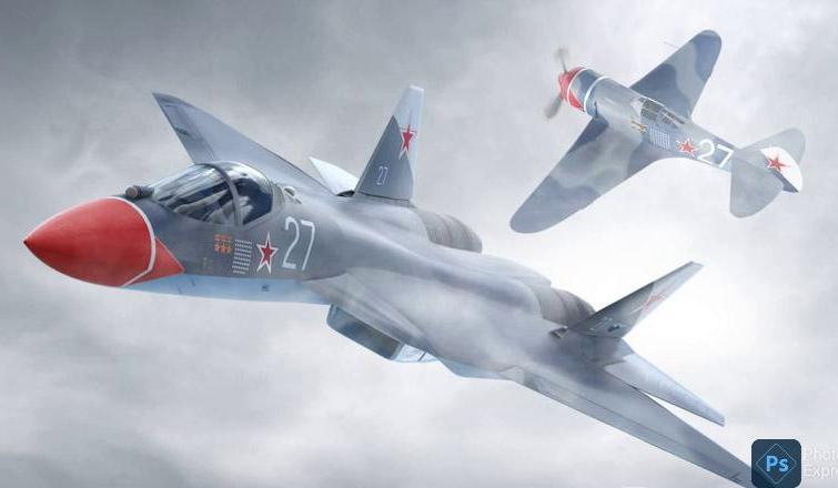 Су-57 в ливрее Ла-7 лётчика-истребителя Ивана Кожедуба